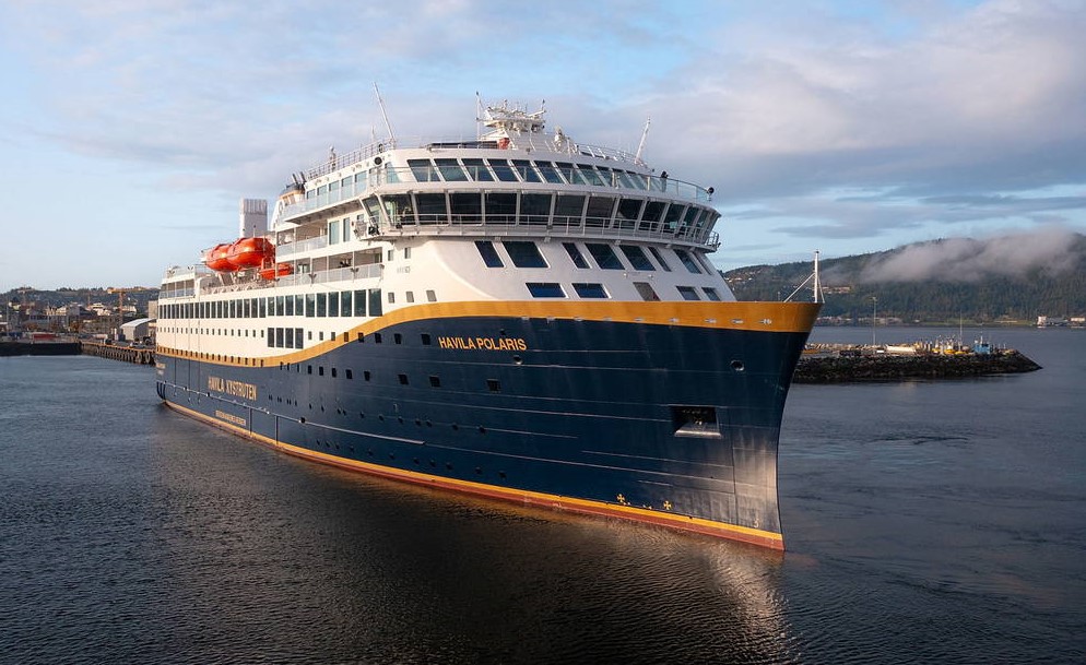 The front of the Havila Polaris vessel which will run on biogas